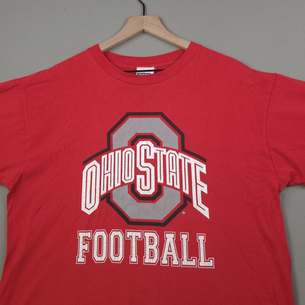 Vintage 1990s Ohio State Buckeyes Football T Shirt Mens XL Red Sport Attack NCAA